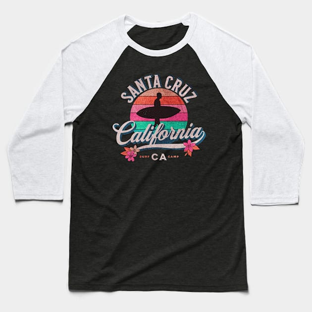 California Santa Cruz Surfing Vintage Art Baseball T-Shirt by ReaverCrest